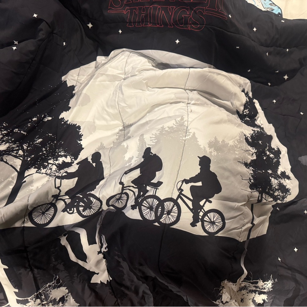 Black and White Stranger Things Queen Comforter